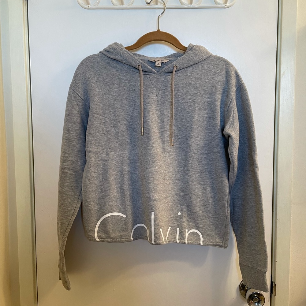 Calvin Klein gray cropped hoodie